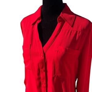 Express blouse women’s size M, Red long sleeve button down